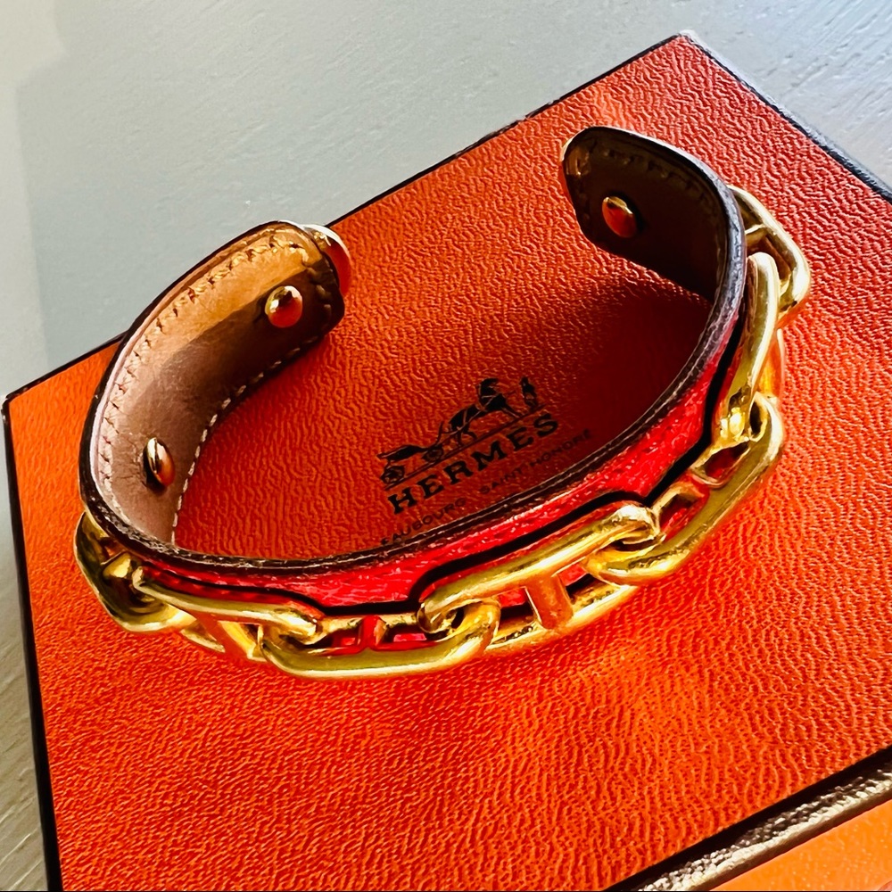 HERMES - CHAÎNE D'ANCRE LEATHER BRACELET - BURGUNDY